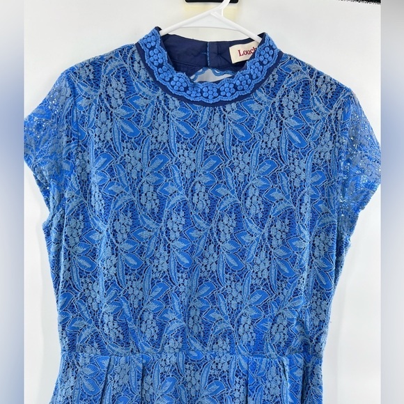 Louche blue open back lace overlay dress size 14 - Picture 2 of 11